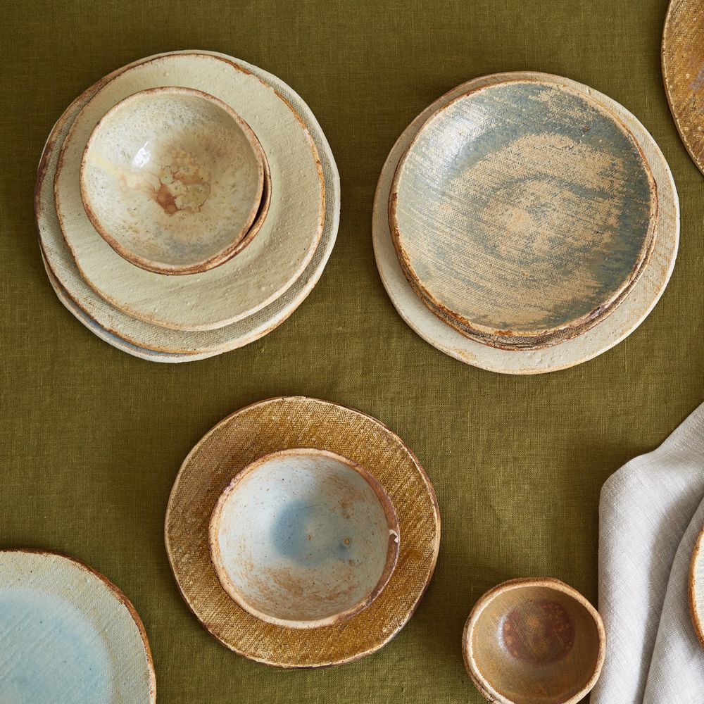 Conjunto de Cerâmica Rústica com Acabamento Natural 12 Peças