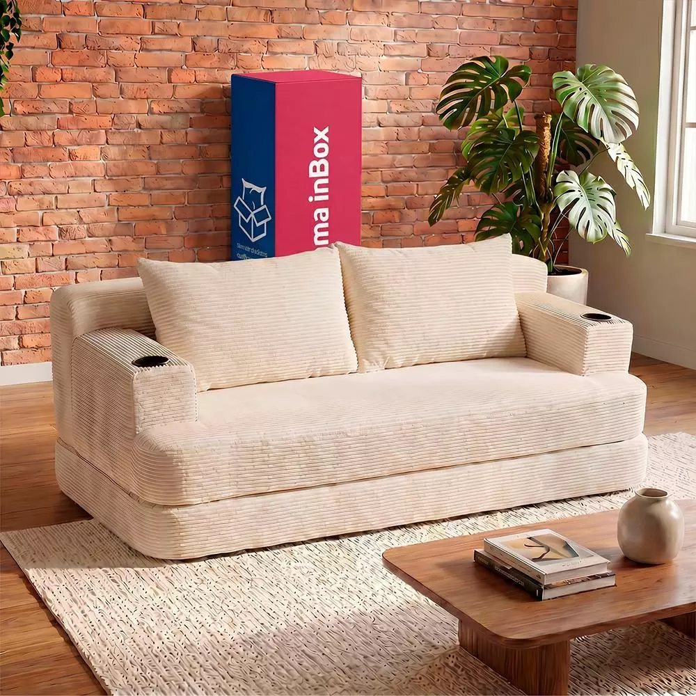 Novidade Vida Prática: Sofá Cama Nami. 1,50m Xpand Tech Tecido Velourê Cama inBox