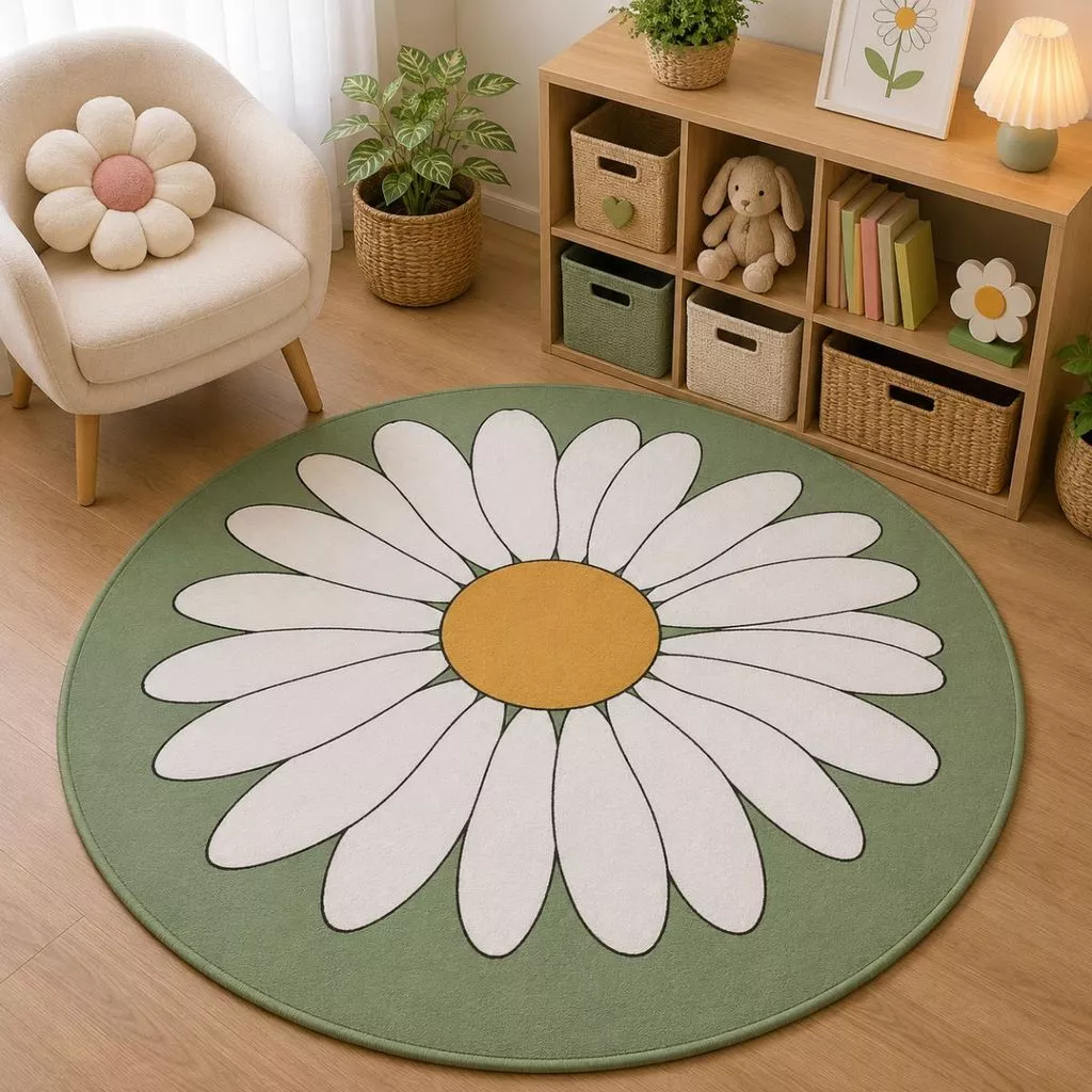 Novidade Vida Prática: Tapete Redondo Decorativo 88cm Antiderrapante para Sala e Quarto